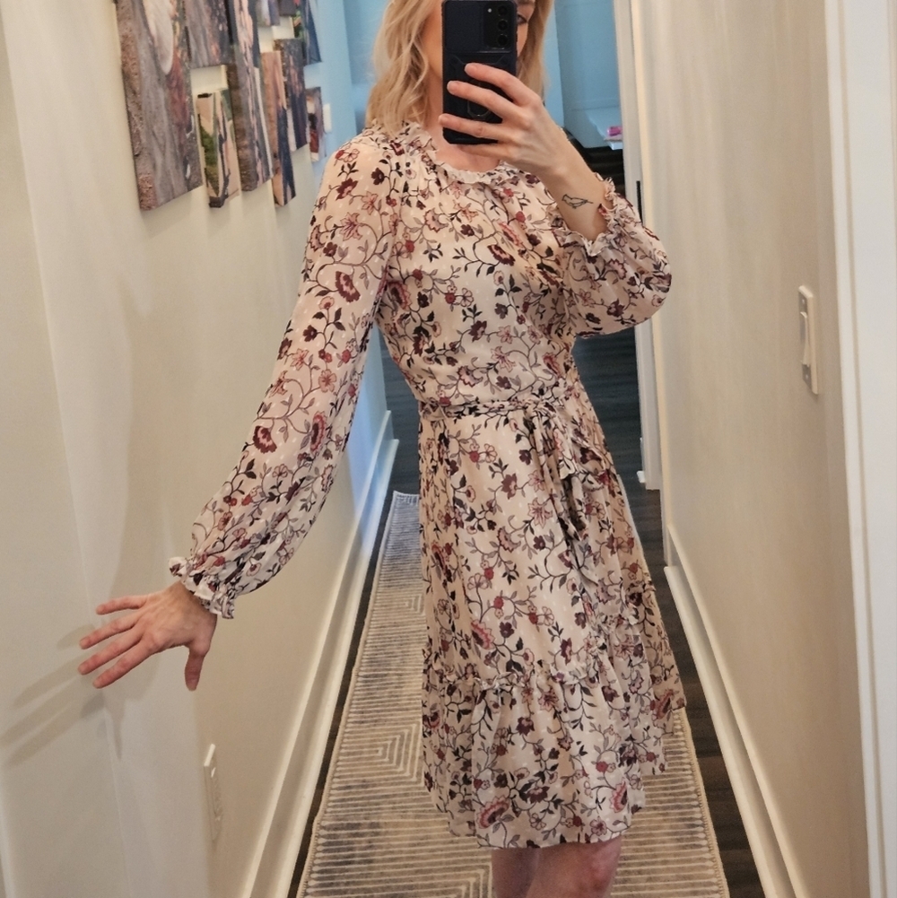 Eliza J Floral Print Long Sleeve Dress - SIZE 4 - Picture 5 of 16